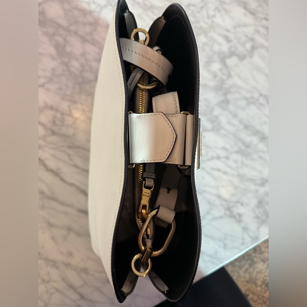 White Prada leather bag